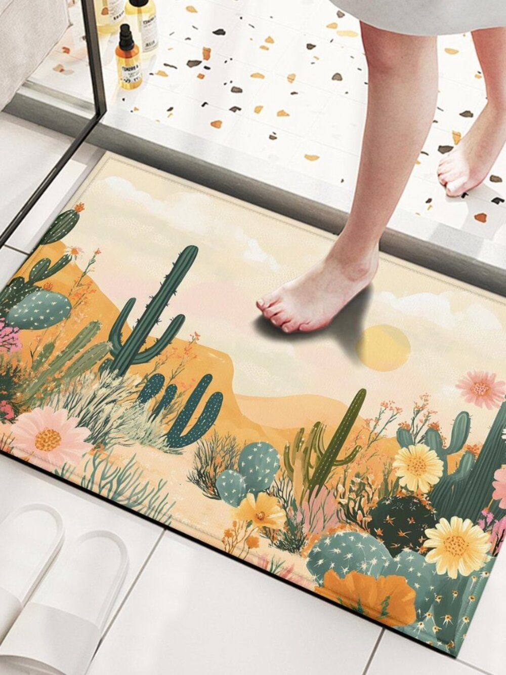 Abstract Desert Cactus Mountain Door Mat Floral Entrance Doormat Home Floor Mat